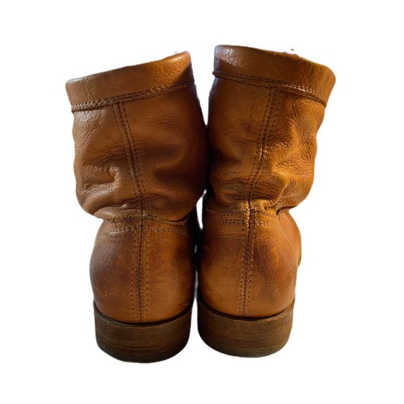 Frye Cognac Soft Leather Lace Up Boots w/ Rubber Grip Added to Sole - Picture 5 of 15